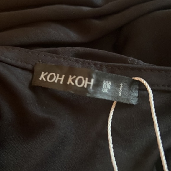 Koh Koh Cap Sleeve Semi-formal Black maxi gown wrap deep v-neck in black size s - Picture 4 of 12